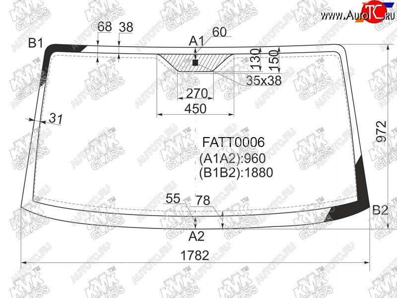 6 899 р. Стекло лобовое PEUGEOT BOXERCITROEN JUMPERFIAT DUCATO 94-06FIAT DUCATO (сб. Россия) 08-           KMK FATT0006  с доставкой в г. Вологда