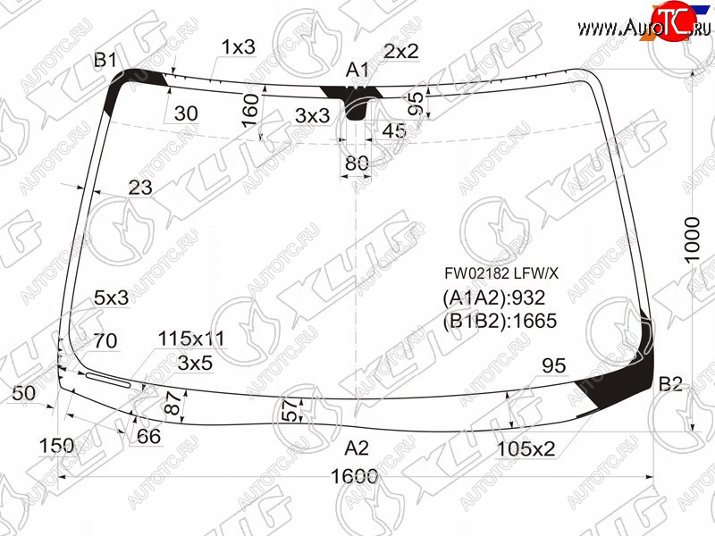 8 449 р. Стекло лобовое Acura MDX 00-06 XYG FW02182 LFW/X  с доставкой в г. Вологда