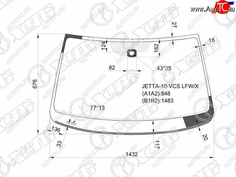 6 899 р. Стекло лобовое (Датчик дождя Молдинг для Европейского рынка) Volkswagen Jetta 10-19                XYG JETTA-10-VCS LFW/X  с доставкой в г. Вологда