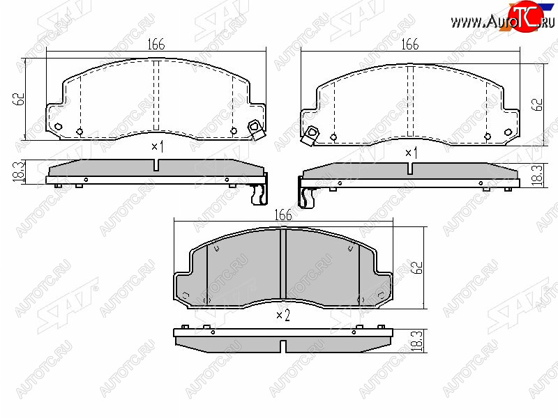 1 359 р. Колодки тормозные перед FL-FR SAT  Toyota Dyna  XZU (2002-2006) бортовой грузовик рестайлинг  с доставкой в г. Вологда