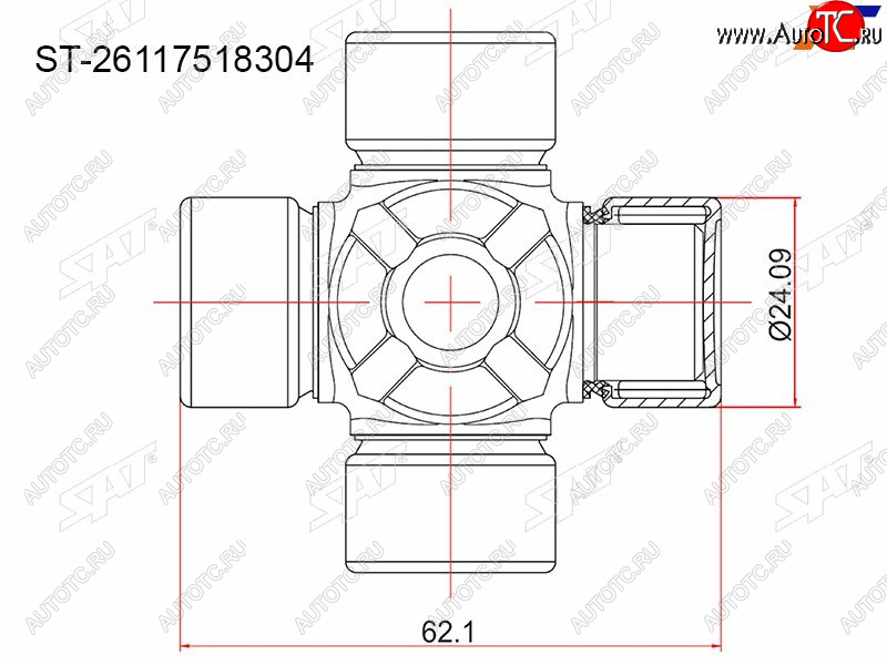 349 р. Крестовина BMW E30E34E83VOLVO XC90MERCEDES C203E211E210S220NISSAN X-TRAIL T31 SAT ST-26117518304  с доставкой в г. Вологда