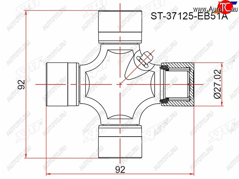 499 р. Крестовина NISSAN NAVARA 05-PATHFINDER 05-13TOYOTA HILUX GGN## 05-12FORTUNER ##N## 06-            SAT ST-37125-EB51A  с доставкой в г. Вологда