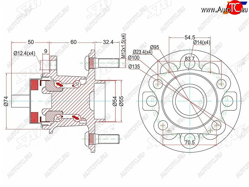 3 399 р. Ступичный узел задн. TOYOTA VITZ KSP90,NCP9#,SCP90RACTIS NCP10#,SCP100BELTA #SP92 05- (с ABS) SAT ST-42450-52060  с доставкой в г. Вологда