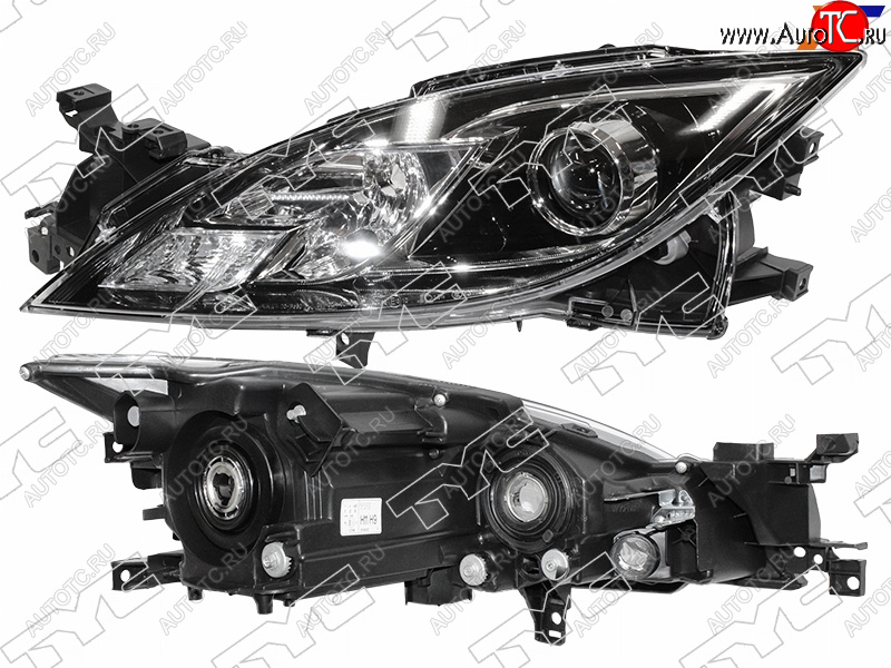 14 349 р. Фара левая (черная, под электрокорректор, Евросвет) TYC Mazda 6 GH дорестайлинг лифтбэк (2007-2010)  с доставкой в г. Вологда