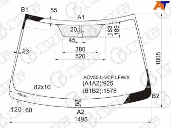 6 549 р. Стекло лобовое Toyota Camry (XV50) 11-18  Aurion 12-15  Camry UAEUSA 11-17 XYG ACV50-L-VCP LFW/X  с доставкой в г. Вологда. Увеличить фотографию 1