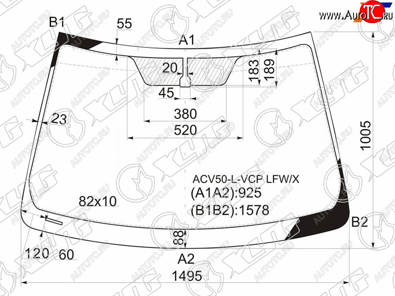 6 549 р. Стекло лобовое Toyota Camry (XV50) 11-18  Aurion 12-15  Camry UAEUSA 11-17 XYG ACV50-L-VCP LFW/X  с доставкой в г. Вологда