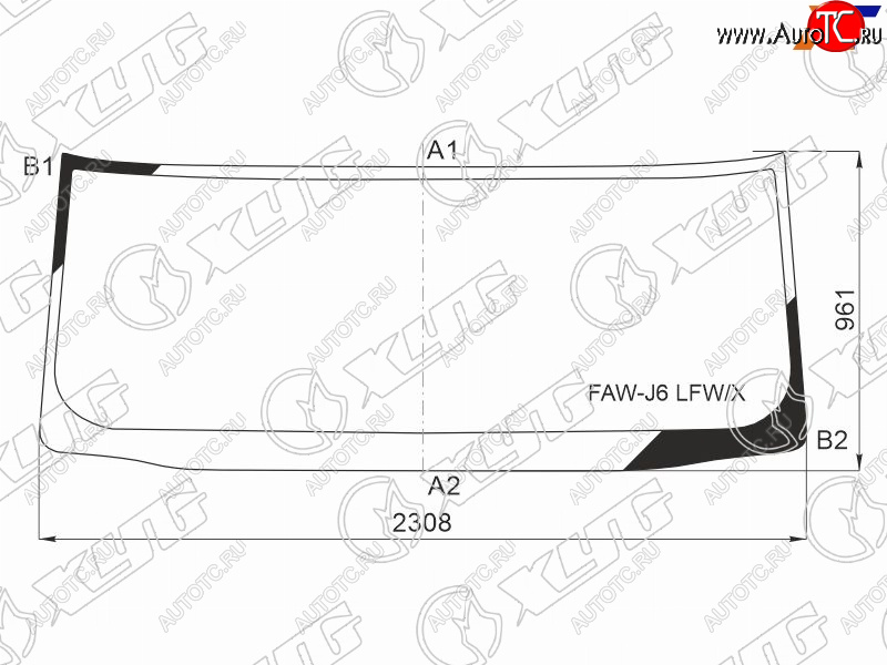 13 199 р. Стекло лобовое FAW J6P (CA3250) 08-  J6P (CA3310) 17- XYG FAW-J6 LFW/X  с доставкой в г. Вологда