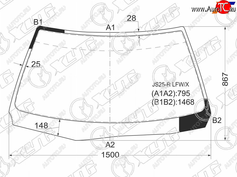 8 549 р. Стекло лобовое (HT) Toyota Crown 95-01  Crown Majesta 95-99 XYG JS25-R LFW/X  с доставкой в г. Вологда