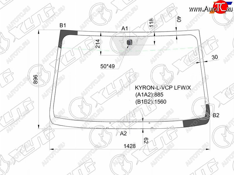 5 849 р. Стекло лобовое SsangYong Actyon 05-10  Actyon Sports 06-16  Kyron 05-16  Nomad 13-17 XYG KYRON-L-VCP LFW/X  с доставкой в г. Вологда