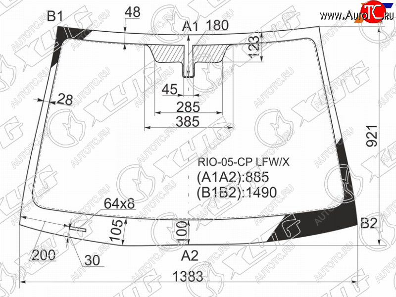 4 999 р. Стекло лобовое Kia Rio 09-11 XYG RIO-05-CP LFW/X  с доставкой в г. Вологда