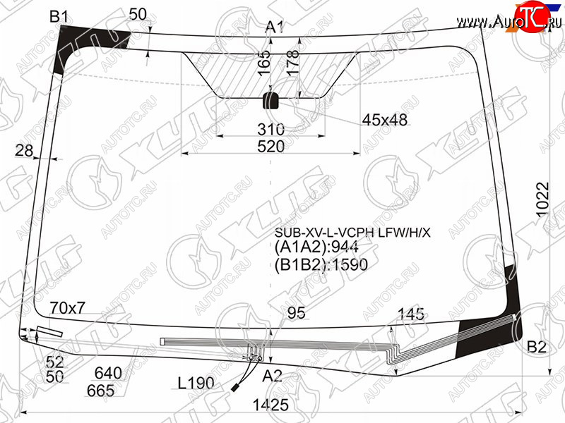 8 649 р. Стекло лобовое (Обогрев щеток) Subaru Impreza 11-16  XV 11-17  Impreza WRX 14-21  Impreza WRX STI XYG SUB-XV-L-VCPH LFW/H/X  с доставкой в г. Вологда