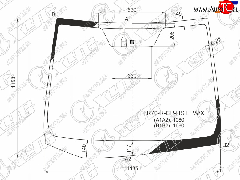 12 649 р. Стекло лобовое (Место под датчик запотевания) Toyota Noah 14-22  Voxy 14-22  Esquire 14-21 XYG TR70-R-CP-HS LFW/X  с доставкой в г. Вологда