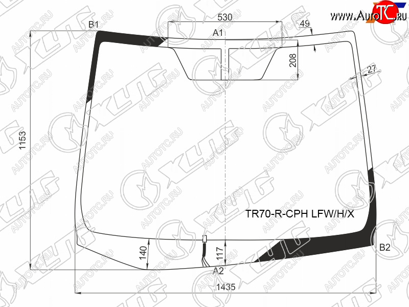13 299 р. Стекло лобовое (Обогрев щеток) Toyota Noah 14-22  Voxy 14-22  Esquire 14-21 XYG TR70-R-CPH LFW/H/X  с доставкой в г. Вологда