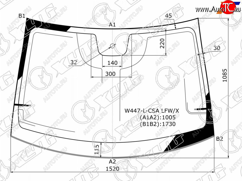 13 199 р. Стекло лобовое (Антенна Датчик дождя Молдинг) XYG  Mercedes-Benz Vito  W447 (2015-2020) дорестайлинг  с доставкой в г. Вологда