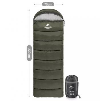 3 409 р. Мешок спальный Naturehike U150, 220х75 см, (ТК: +11C), (левый), темно-зеленый Naturehike nh20msd07-arm150-l  с доставкой в г. Вологда. Увеличить фотографию 5