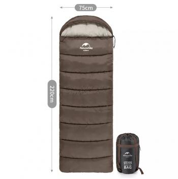 5 669 р. Мешок спальный Naturehike U350S, (190+30)х75 см, (ТК: -3C), (правый), коричневый Naturehike nh20msd07-gre350s  с доставкой в г. Вологда. Увеличить фотографию 4