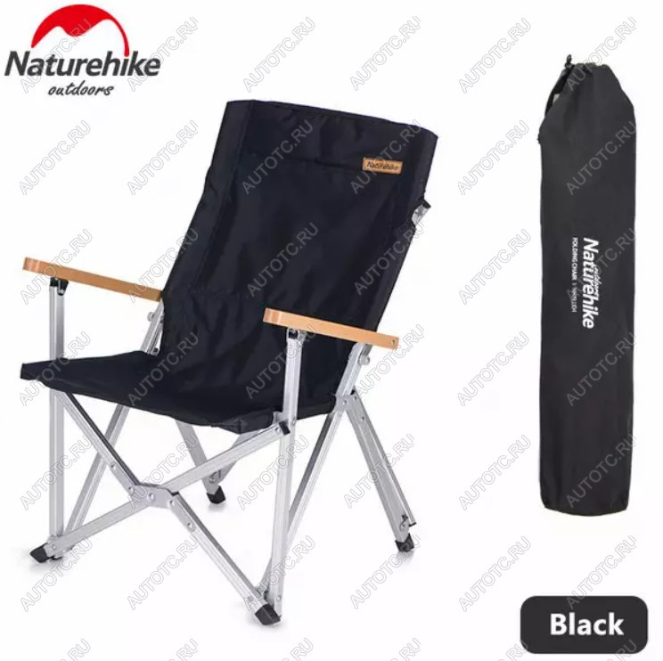 5 149 р. Кресло туристическое Naturehike, складное черное, до 120 кг Naturehike nh19jj004-bl  с доставкой в г. Вологда