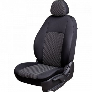  Комплект чехлов для сидений (РЗСиС 40/60, 2П жаккард) ДУБЛИН Lord Autofashion Chery Amulet (Corda)  A15 (2003-2010) лифтбэк (черный, вставка  Прямоугольник Чёрный, строчка черная)