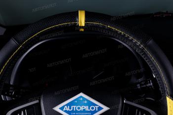 489 р. Оплётка на руль (37-39см BLW-003 кож/зам ) Автопилот CITROEN Xantia лифтбэк рестайлинг (1997-2002) (черный/желтый)  с доставкой в г. Вологда. Увеличить фотографию 4