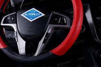 389 р. Оплётка на руль (37-39см BLW-004 кож/зам ) Автопилот Mazda CX-3 DK рестайлинг (2018-2025) (черный/красный)  с доставкой в г. Вологда. Увеличить фотографию 2