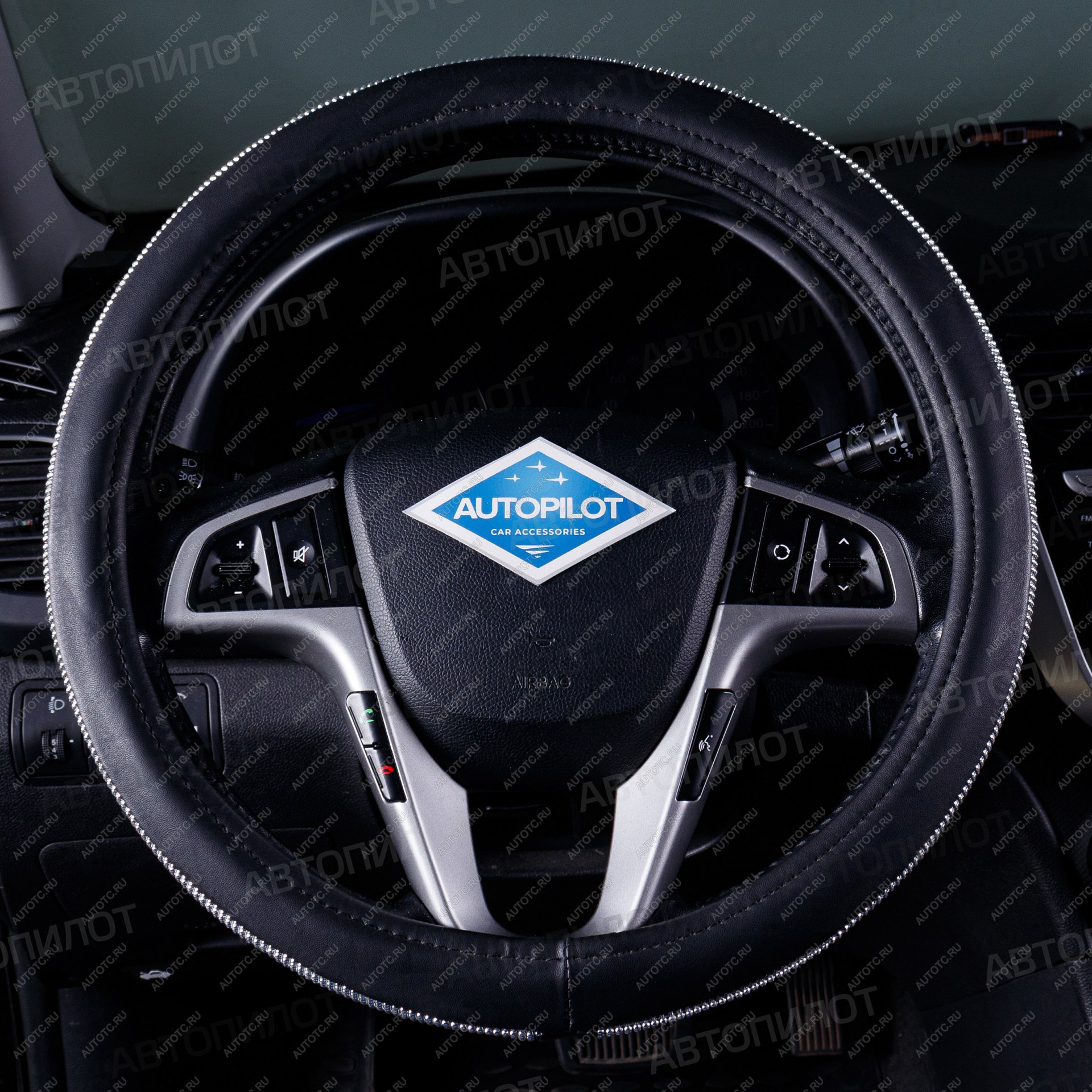 499 р. Оплётка на руль (37-39см BLW-025 кож/зам) Автопилот Ford Tourneo Connect 1 дорестайлинг (2002-2007) (черный)  с доставкой в г. Вологда