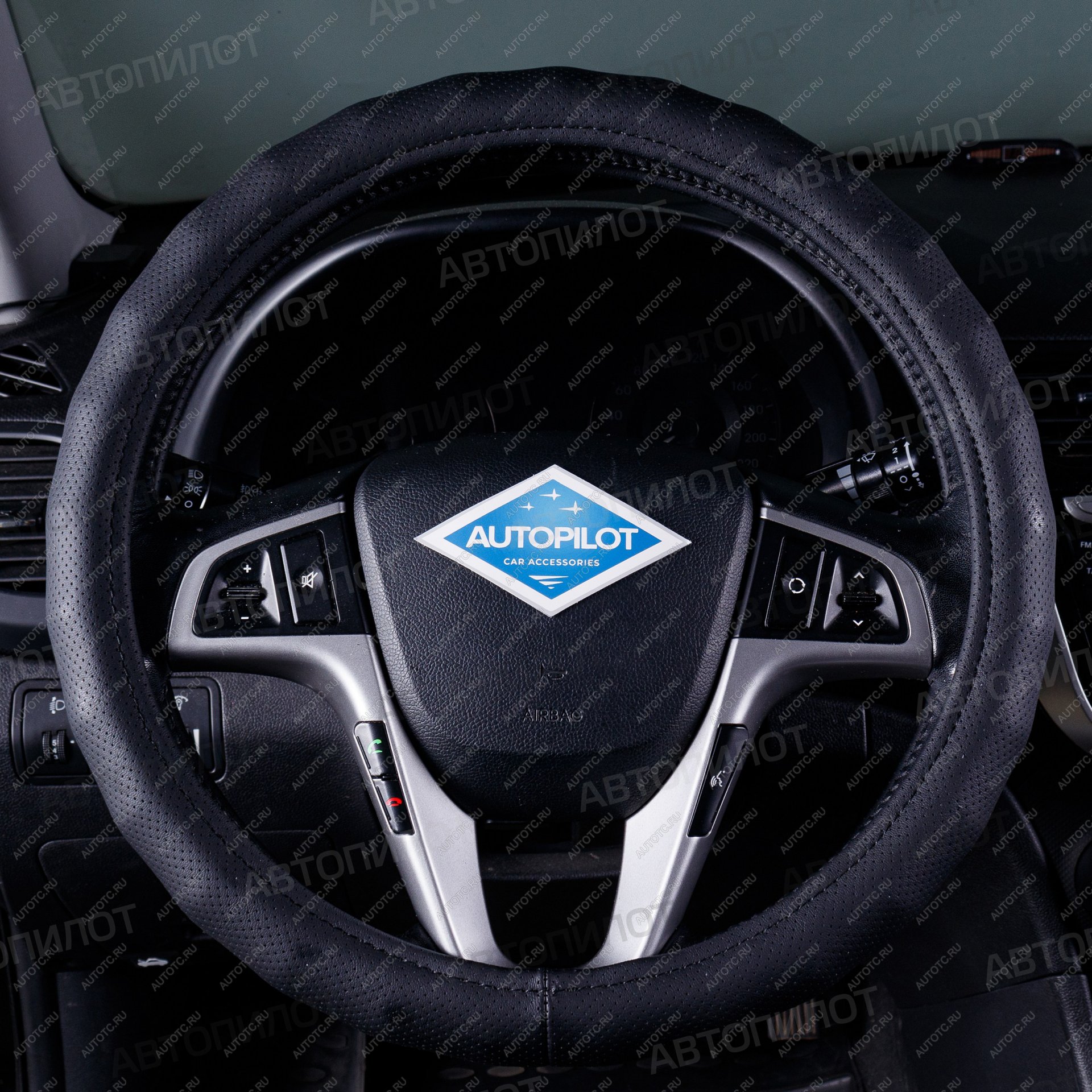 729 р. Оплётка на руль (37-39см BLW-030 кож/зам) Автопилот SSANGYONG Torres 1 J100 (2022-2025) (черный)  с доставкой в г. Вологда