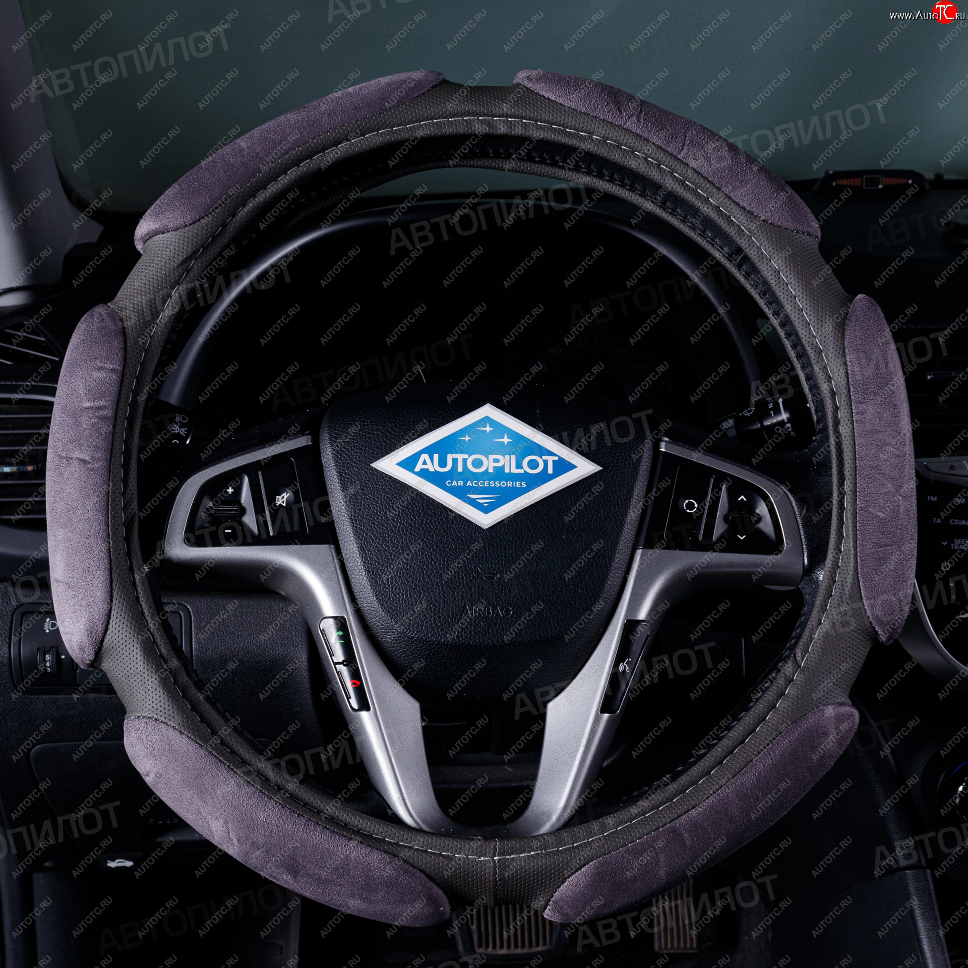 419 р. Оплетка руля (спонж, 37-39 см) Автопилот NR1750 Mazda CX-3 DK рестайлинг (2018-2025) (серый)  с доставкой в г. Вологда