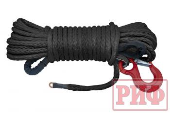 8 159 р. Трос для лебёдки синтетический РИФ 10 мм25 м черный (готовый)  rope10mm25mbl  с доставкой в г. Вологда. Увеличить фотографию 1