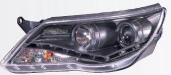 TIGUAN {с DRL (дневн. ходов огни)} ФАРА Л+П (КОМПЛЕКТ) ТЮНИНГ ЛИНЗОВАН (DEVIL EYES) С СВЕТЯЩ ОБОДК (SONAR) ВНУТРИ ЧЕРН SONAR vwtgn07-004b-n