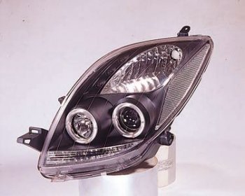 YARIS ФАРА Л+П (КОМПЛЕКТ) ТЮНИНГ ЛИНЗОВАН (DEVIL EYES) С 2 СВЕТЯЩ ОБОДК (SONAR) ВНУТРИ ЧЕРН SONAR tyyas06-001b-n