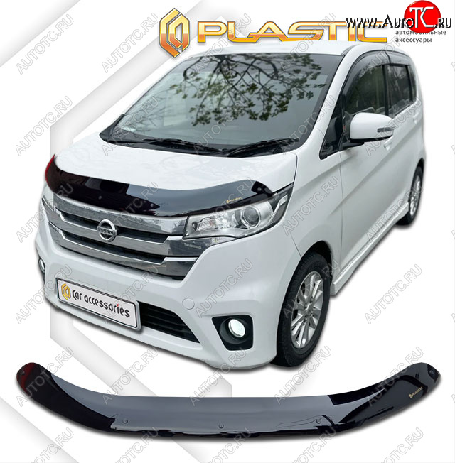 1 899 р. Дефлектор капота CA-Plastic  Mitsubishi eK Custom  B11W (2013-2015) дорестайлинг (classic черный, без надписи)  с доставкой в г. Вологда