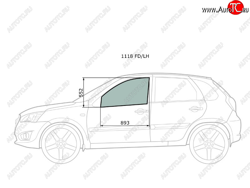 2 349 р. Стекло боковое опускное (Спереди Слева Цвет зеленый) Datsun mi-Do 14-21  on-DO 14-19  LADA Grant XYG 1118 FD/LH  с доставкой в г. Вологда