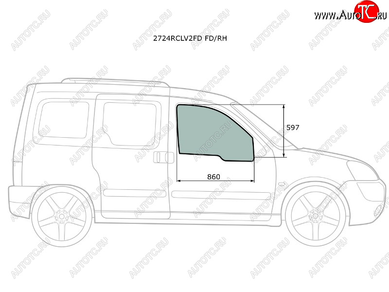 2 789 р. Стекло боковое опускное (Спереди Справа Цвет зеленый) Citroen Berlingo 96-12  Peugeot Partner 96- XYG 2724RCLV2FD FD/RH  с доставкой в г. Вологда