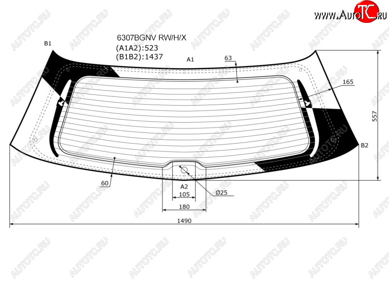 13 899 р. Стекло заднее (Цвет зеленый Обогрев) Opel Zafira 05-14 XYG 6307BGNV RW/H/X  с доставкой в г. Вологда