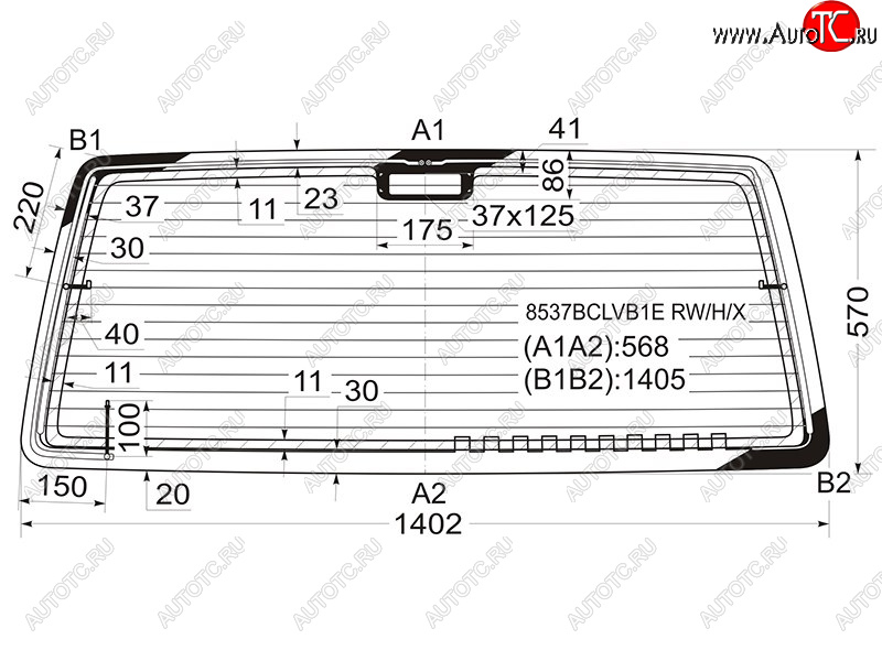 7 549 р. Стекло заднее (Цвет зеленый Обогрев Антенна) Volkswagen Transporter 90-03  Caravelle 90-03 XYG 8537BCLVB1E RW/H/X  с доставкой в г. Вологда