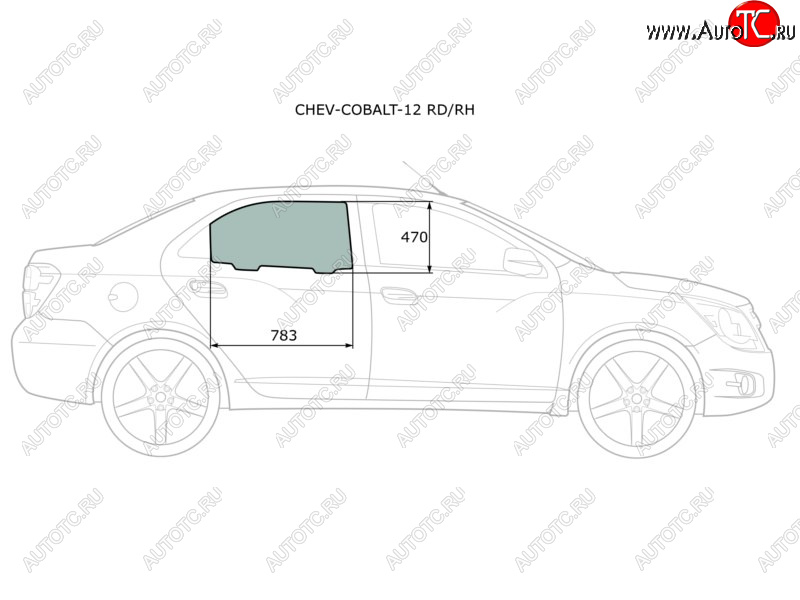 2 599 р. Стекло боковое опускное (Сзади Справа Цвет зеленый) Chevrolet Cobalt 13-  Ravon R4 16-20 XYG CHEV-COBALT-12 RD/RH  с доставкой в г. Вологда