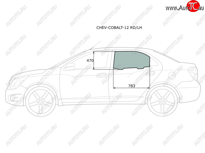 2 599 р. Стекло боковое опускное (Сзади Слева Цвет зеленый) Chevrolet Cobalt 13-  Ravon R4 16-20 XYG CHEV-COBALT-12 RD/LH  с доставкой в г. Вологда