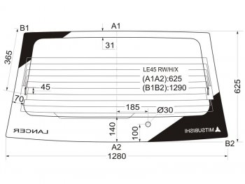 7 999 р. Стекло заднее (Цвет зеленый Обогрев) Mitsubishi Lancer 91-01  Libero 92-02 XYG LE45 RW/H/X  с доставкой в г. Вологда. Увеличить фотографию 2