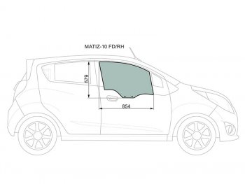 2 789 р. Стекло боковое опускное (Спереди Справа Цвет зеленый) Chevrolet Spark 10-22  Daewoo Matiz 09-11  XYG MATIZ-10 FD/RH  с доставкой в г. Вологда. Увеличить фотографию 2