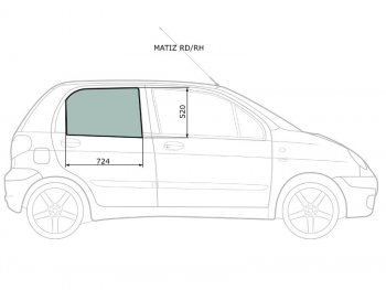 2 349 р. Стекло боковое опускное (Сзади Справа Цвет зеленый) Daewoo Matiz 97-15                             XYG MATIZ RD/RH  с доставкой в г. Вологда. Увеличить фотографию 2