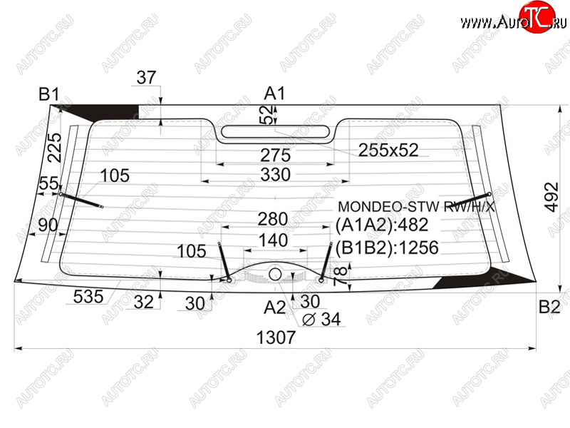 4 199 р. Стекло заднее с обогревом FORD MONDEO 5D WGN 93-00 XYG MONDEO-STW RW/H/X, mondeostwrwhx XYG MONDEO-STW RW/H/X  с доставкой в г. Вологда