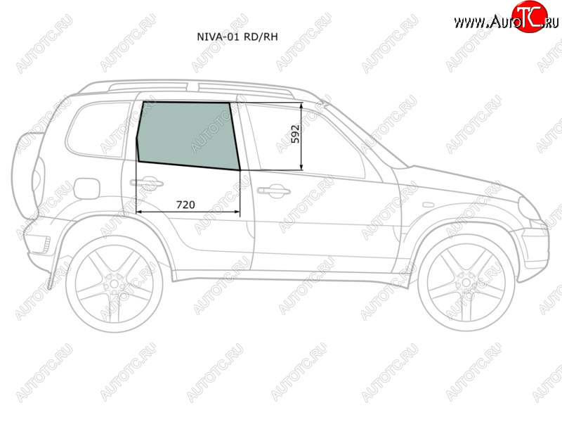2 349 р. Стекло боковое опускное (Сзади Справа Цвет зеленый) Chevrolet Niva 98-  LADA Niva Travel 21- XYG NIVA-01 RD/RH  с доставкой в г. Вологда