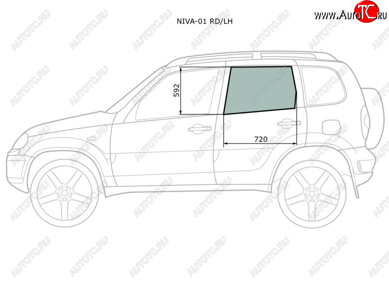 2 349 р. Стекло боковое опускное (Сзади Слева Цвет зеленый) Chevrolet Niva 98-  LADA Niva Travel 21- XYG NIVA-01 RD/LH  с доставкой в г. Вологда