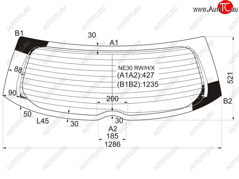 9 549 р. Стекло заднее (Цвет зеленый Обогрев) Toyota Auris 06-12 XYG NE30 RW/H/X  с доставкой в г. Вологда