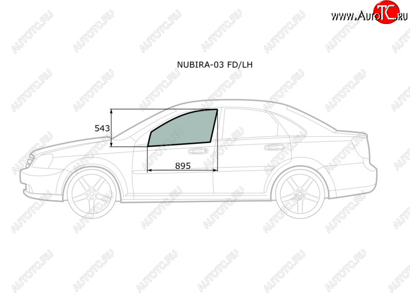 2 399 р. Стекло боковое опускное (Спереди Слева Цвет зеленый) Chevrolet Lacetti 04-13  Daewoo Lacetti 04-0 XYG NUBIRA-03 FD/LH  с доставкой в г. Вологда