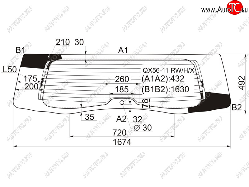 17 999 р. Стекло заднее (Цвет зеленый Обогрев) Infiniti QX56 10-13  QX80 13-20 XYG QX56-11 RW/H/X  с доставкой в г. Вологда