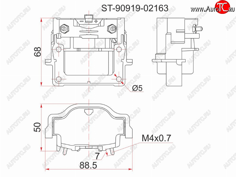 879 р. Катушка зажигания TOYOTA 3S-FE -96 ST19#ST20#SV4#, 4A7A-FE -96 AT19#, 3RZ-FE 95- RZJ9#RZN18# SAT ST-90919-02163  с доставкой в г. Вологда
