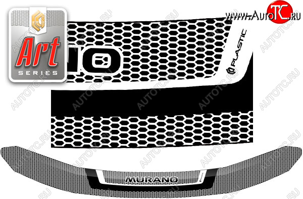 2 159 р. Дефлектор капота CA-Plastic  Nissan Murano  3 Z52 (2015-2025) дорестайлинг, рестайлинг (Серия Art серебро)  с доставкой в г. Вологда