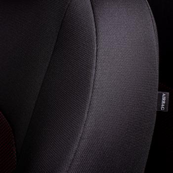 9 599 р. Комплект чехлов для сидений (РЗС 60/40 3Г Жаккард) Дублин Lord Autofashion KIA Soul PS рестайлинг (2017-2019) (черный, вставка Ёж красная)  с доставкой в г. Вологда. Увеличить фотографию 9
