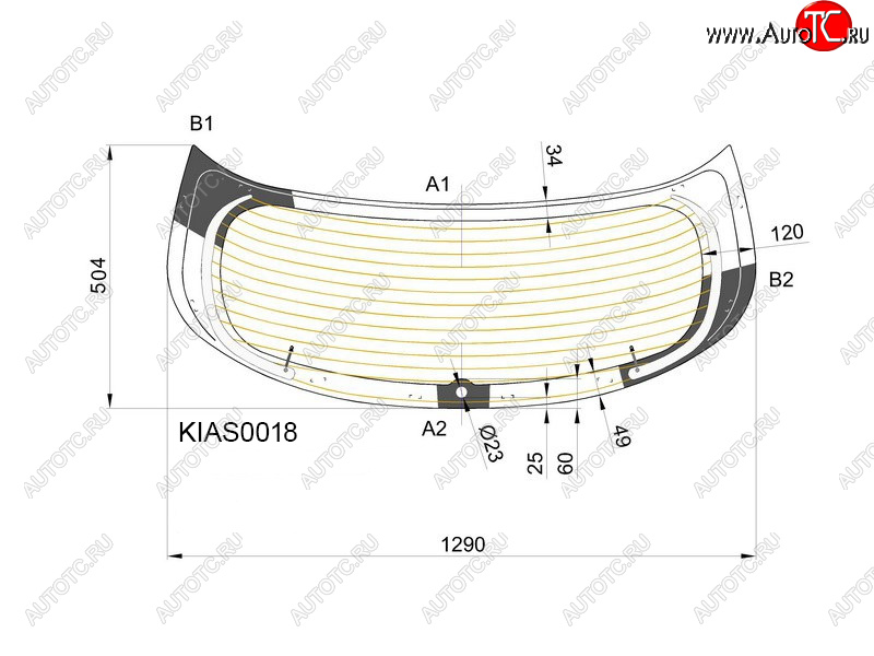 6 499 р. Стекло заднее (Цвет зеленый Обогрев 5D HBK) Kia Rio 11-17 KMK KIAS0018  с доставкой в г. Вологда